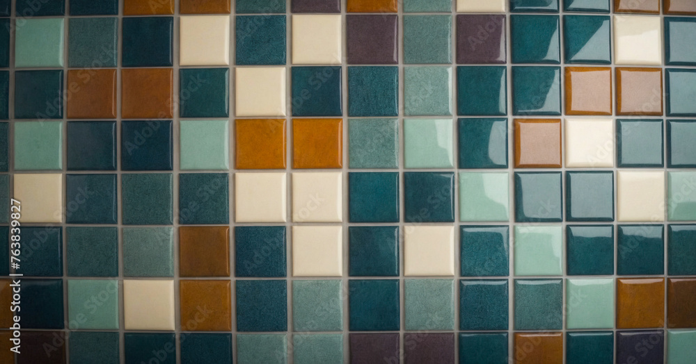 Stylish mosaic tiles in turquoise on a modern wall, perfect for bathrooms or kitchens.
