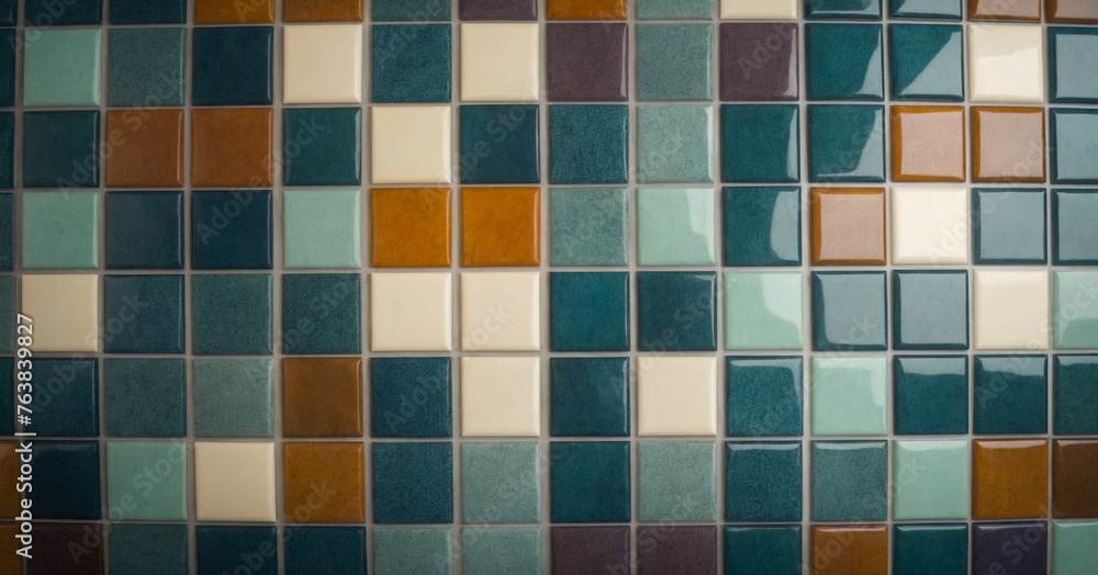 Stylish mosaic tiles in turquoise on a modern wall, perfect for bathrooms or kitchens. Stylish mosaic tiles in turquoise on a modern wall, perfect for bathrooms or kitchens.