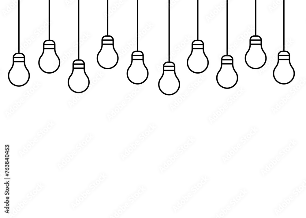 Bulb light hanging, decorative lamp, line icon. Light bulb symbol as idea concept sign. Lamp simple outline. Vector illustration Bulb light hanging, decorative lamp, line icon. Light bulb symbol as idea concept sign. Lamp simple outline. Vector illustration