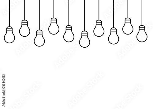Bulb light hanging, decorative lamp, line icon. Light bulb symbol as idea concept sign. Lamp simple outline. Vector illustration
