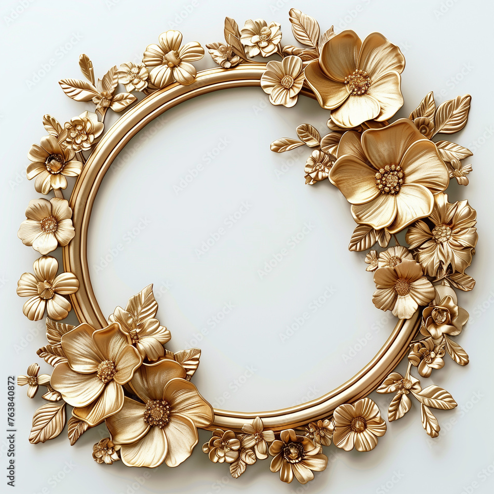 gold floral decorated frame on white background 08 gold floral decorated frame on white background 08