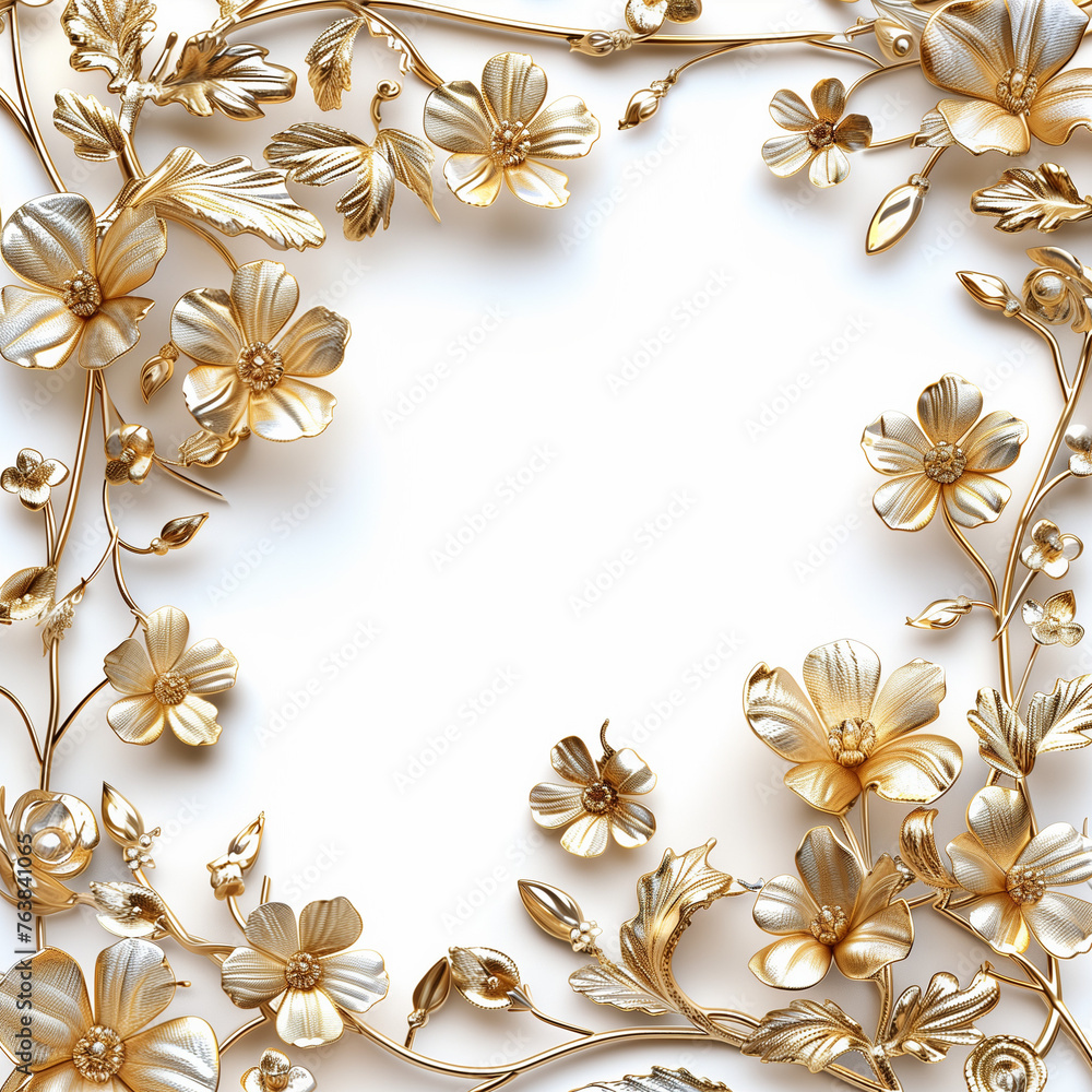 gold floral decorated frame on white background 02 gold floral decorated frame on white background 02