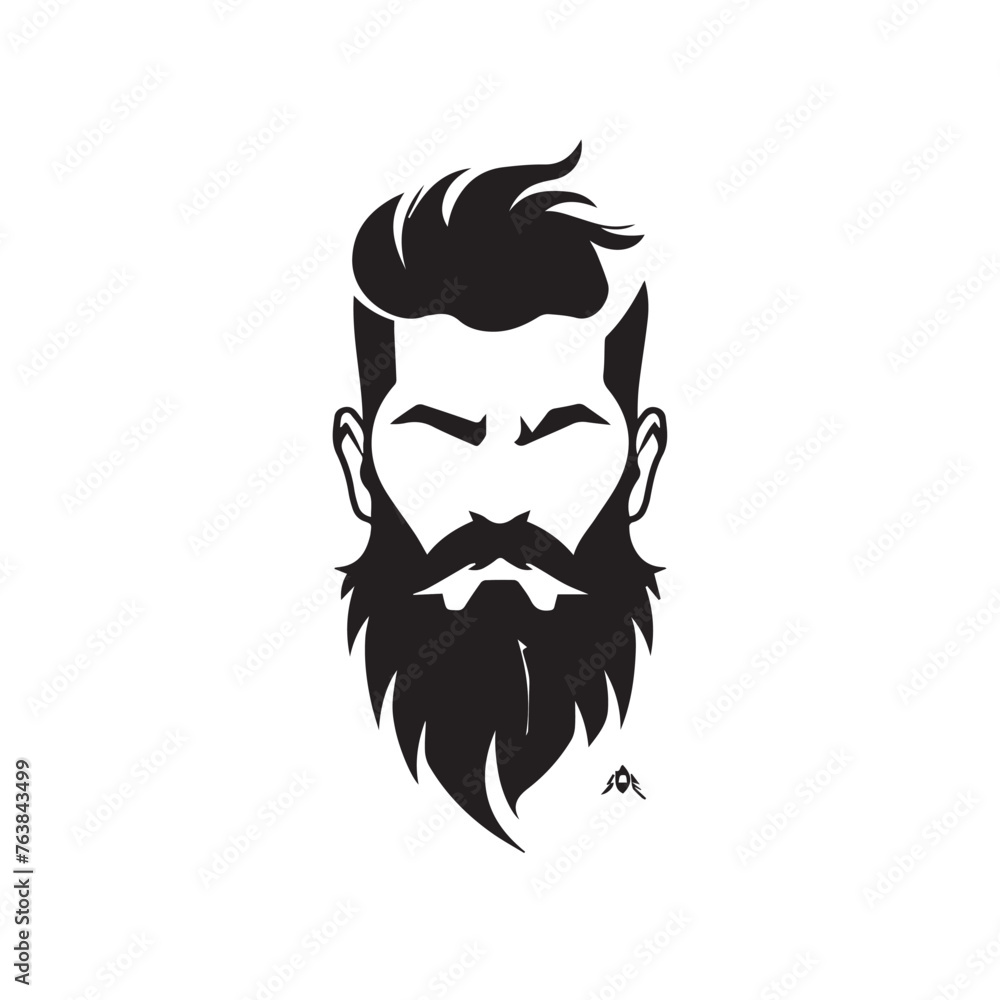 Bearded Man in cartoon, doodle style . Image for t-shirt, web, mobile apps and ui. Isolated 2d vector illustration in logo, icon, sketch style, Eps 10, black and white. AI Generative