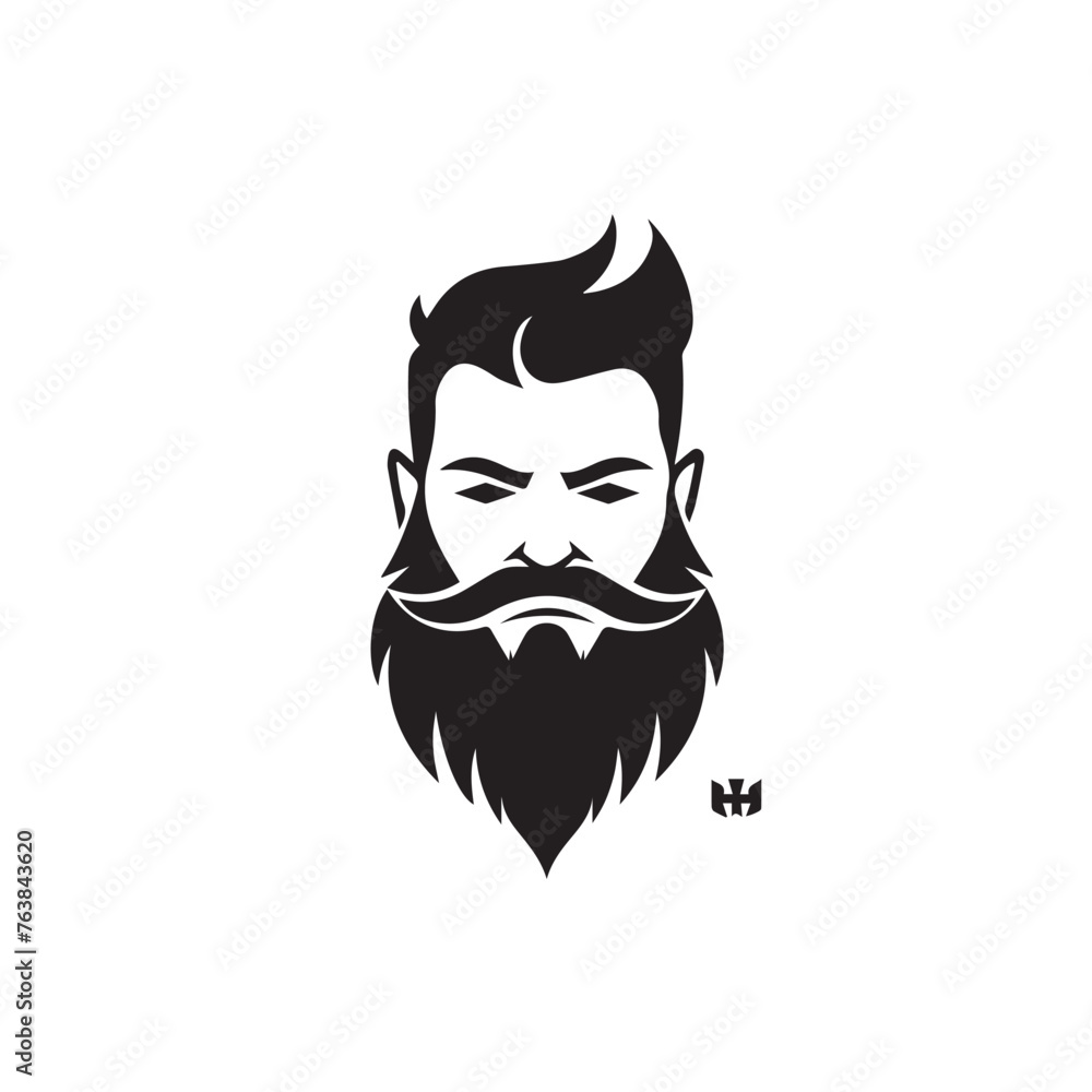 Bearded Man in cartoon, doodle style . Image for t-shirt, web, mobile apps and ui. Isolated 2d vector illustration in logo, icon, sketch style, Eps 10, black and white. AI Generative