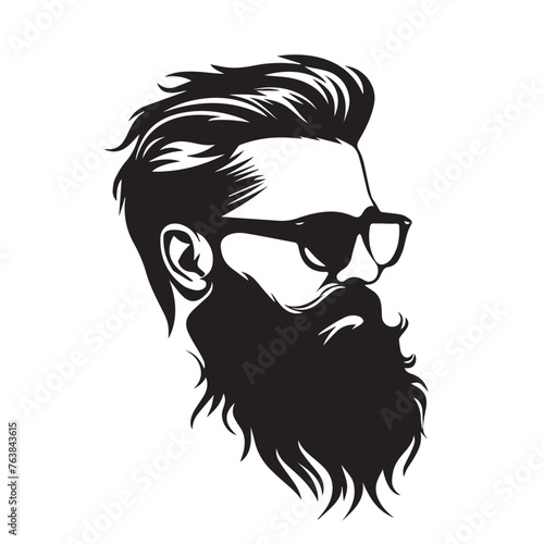 Bearded Man in cartoon, doodle style . Image for t-shirt, web, mobile apps and ui. Isolated 2d vector illustration in logo, icon, sketch style, Eps 10, black and white. AI Generative