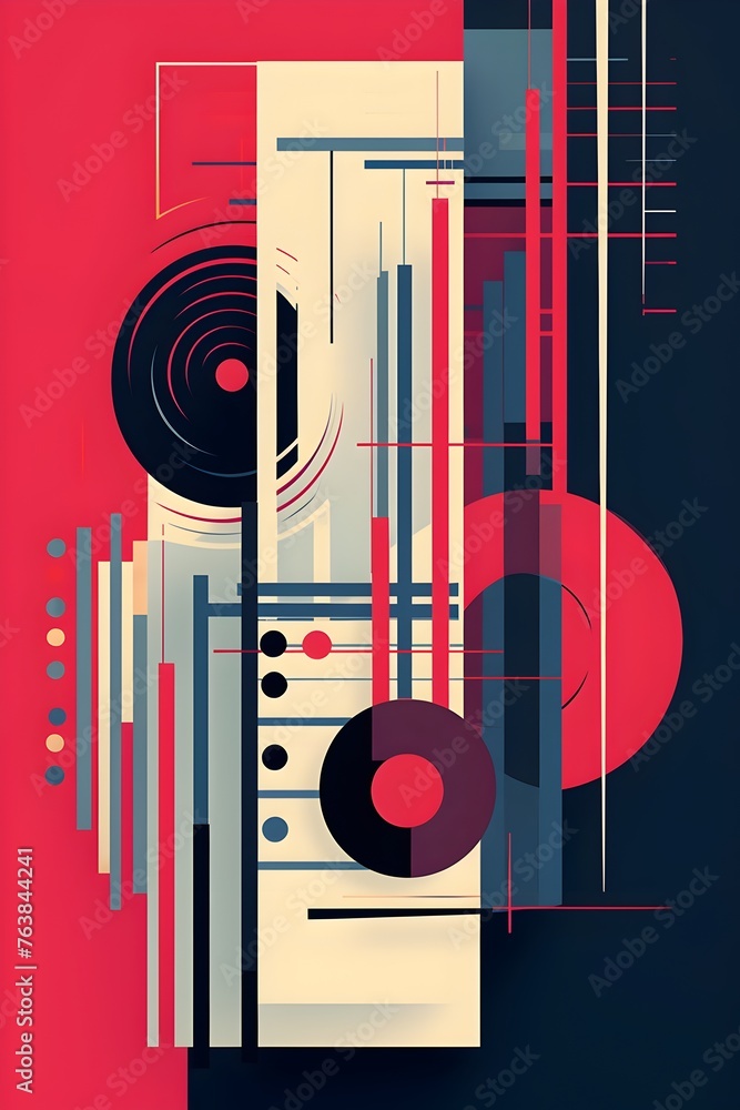 Obraz premium Modern Music Composition: A Vibrant Digital Art