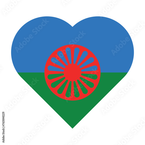 vector gipsy flag in a heart on white background
