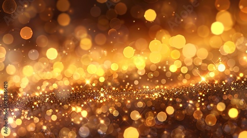 Abstract Gold Background with Glittering Bokeh Lights