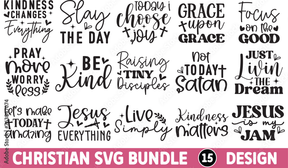 Christian SVG Bundle, Scripture Bundle, Bible Verse Bundle, Religious SVG, Jesus, God, Faith svg - obrazy, fototapety, plakaty 