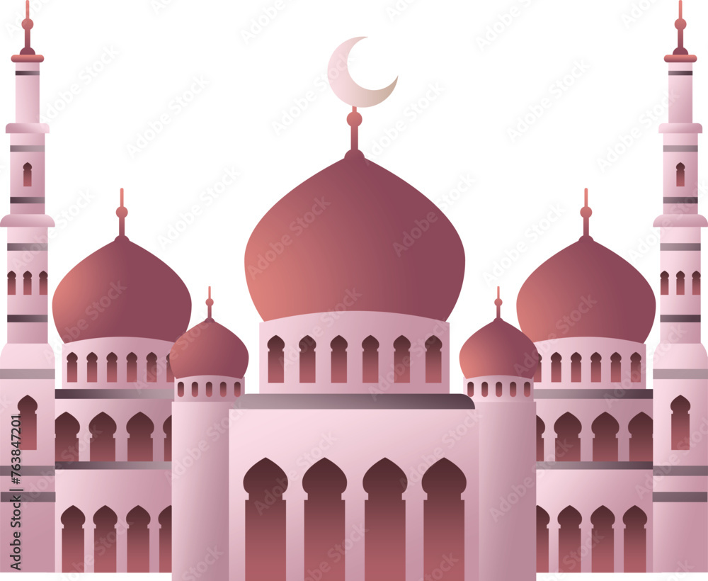 Islamic icon set. Flat illustration of mosque vector icons for web design Free Vector