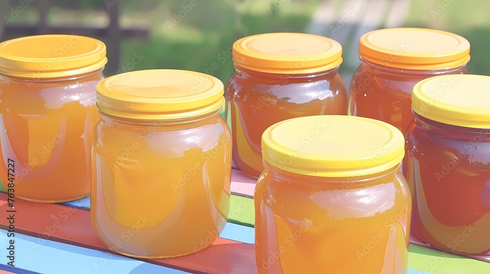 background for the sale of honey, honey fair, village fair, honey jars background for the sale of honey, honey fair, village fair, honey jars