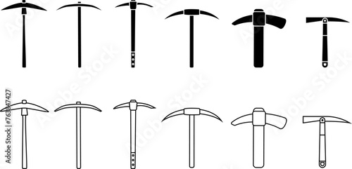 Pick icon vector set. Pick axe illustration sign collection. Extraction symbol.  Mine logo.