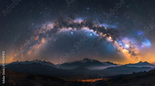 Milky Way galaxy illuminates the night sky in deep space