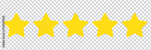 Five gold Stars .Five stars rating icon. Five stars customer product rating review flat icon for apps and websites