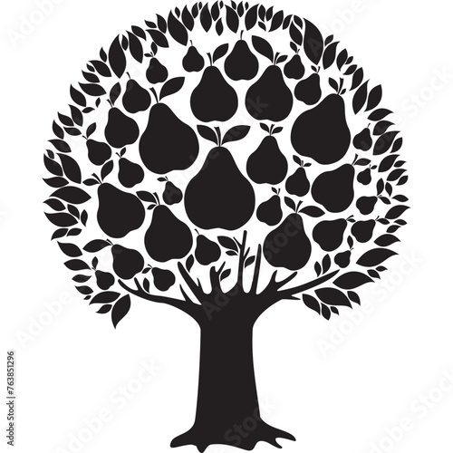 Pear tree isolated on White background. Vector illustration