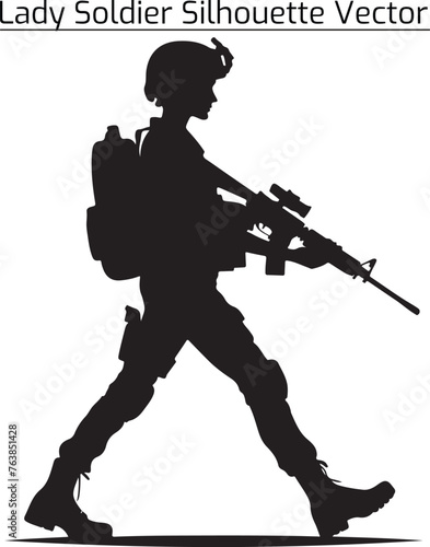 Lady Soldier silhouette vector