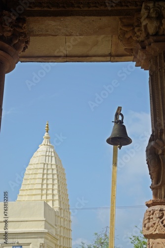  A serene Jain temple with intricate carvings and statues, radiating peace and spirituality. at Shantinath Jain temple Khajuraho, Madhya Pradesh, India photo