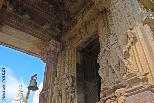 architectural part of parshwanath temple khajuraho, Madhya Pradesh, India photo
