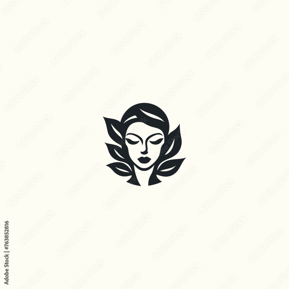 Beautiful women and leaves logo design vector Beautiful women and leaves logo design vector