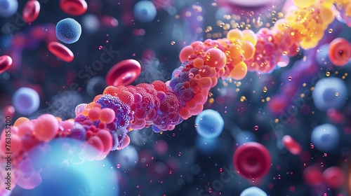 3D illustration of cholesterol molecules in bloodstream