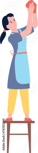 Professional cleaning worker housekeeping. Maid color character