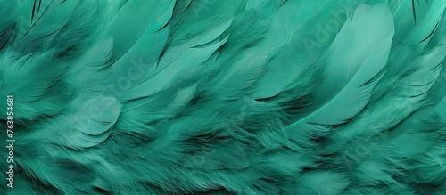 Close-up of green bird feathers on white background