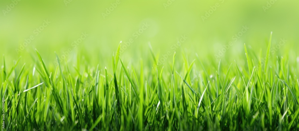 Close-up of lush green grass field with blurred backdrop Close-up of lush green grass field with blurred backdrop