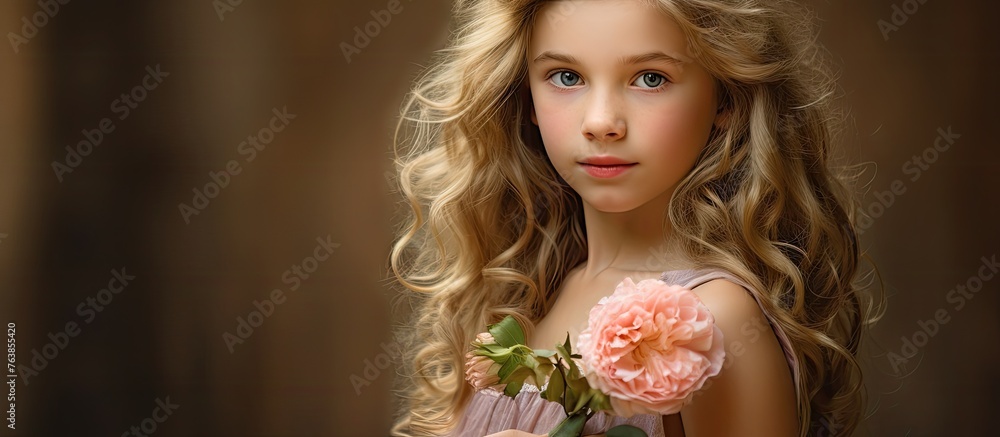 Young girl holding a flower Young girl holding a flower