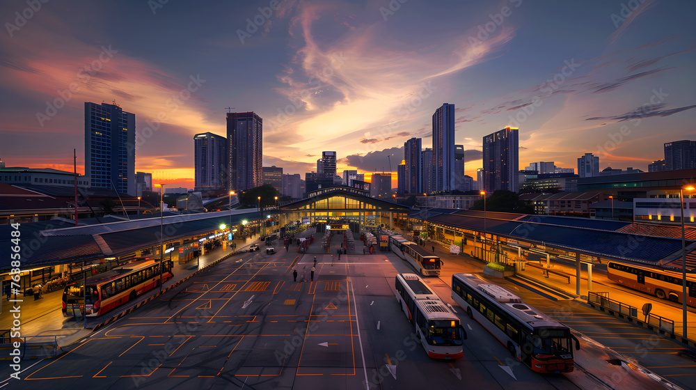 Evening Rush at Jb Larkin Bus Terminal, Johor Bahru, Malaysia: A Bustling Hub of Regional Transportation