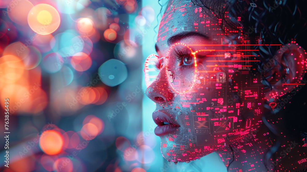 This detailed image creatively portrays the theme of cyber data and futuristic insights, combining red and blue tones for depth This detailed image creatively portrays the theme of cyber data and futuristic insights, combining red and blue tones for depth