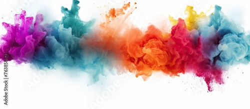 Colored powder mixing into white surface