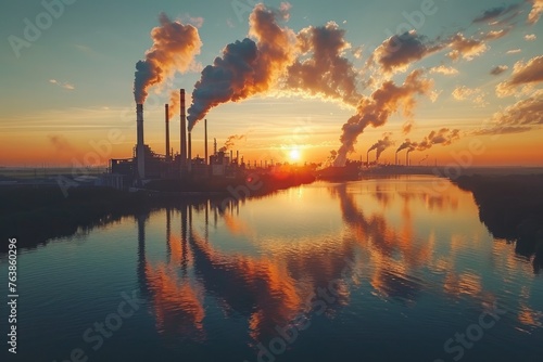 Air pollution from industries process professional photography