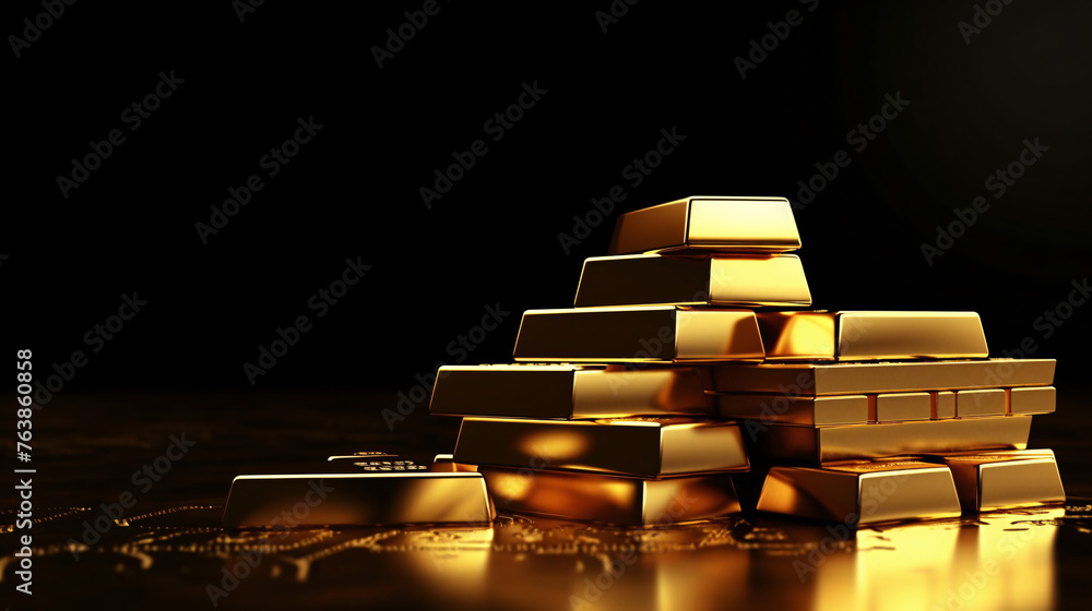 stack of gold bars over black background with copy space stack of gold bars over black background with copy space