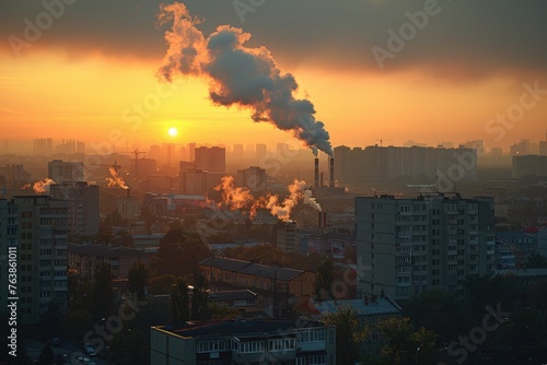 Air pollution from industries process professional photography photo