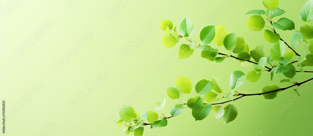 Obraz premium A close shot of a tree branch covered in fresh green foliage