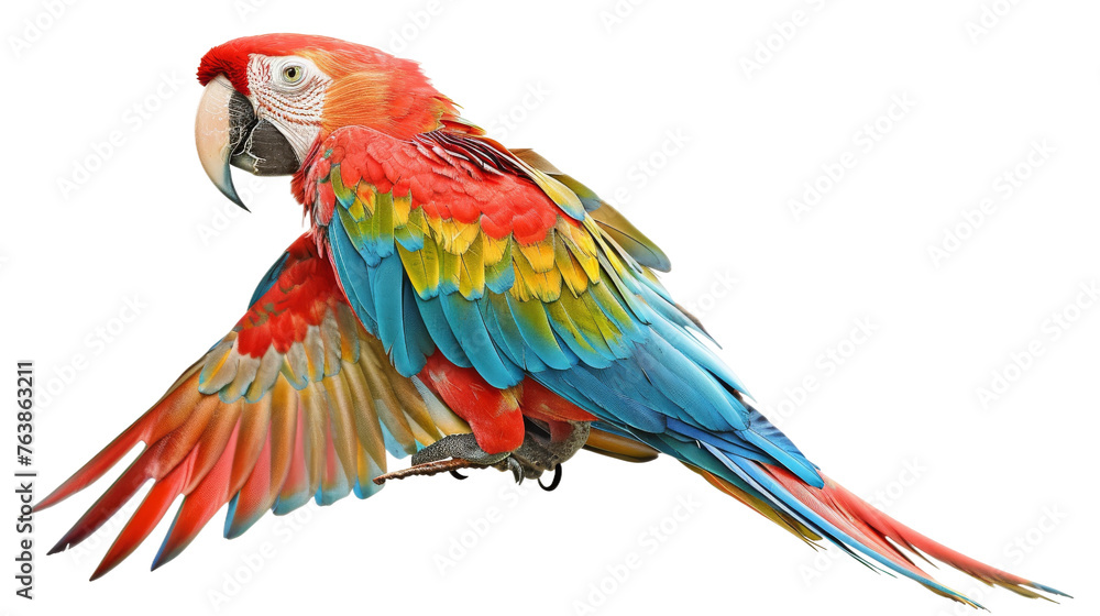 Macaw in Watercolor on isolated white background. PNG Format