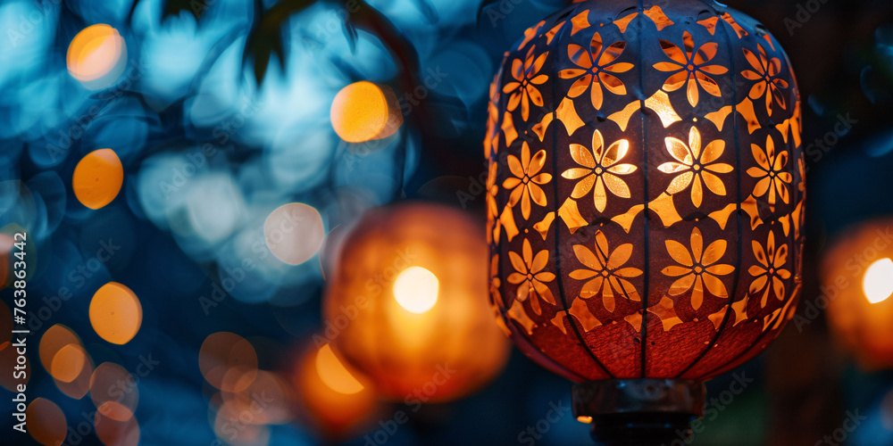 Illuminated Paper Lanterns at Twilight Illuminated Paper Lanterns at Twilight