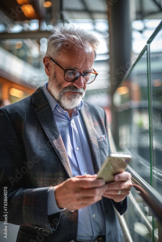 Portrait of a senior businessman using his mobile phone in the city