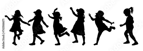 Sillhouette collection of some children playing around in various expressive pose 