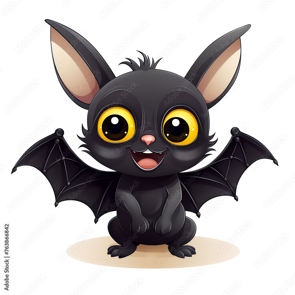 Cute cartoon bat on a white background.