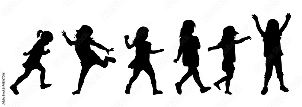 Sillhouette collection of some children playing around in various expressive pose Sillhouette collection of some children playing around in various expressive pose