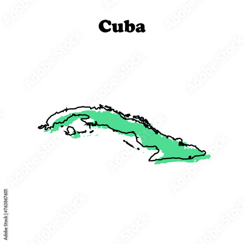 Stylized simple green outline map of Cuba