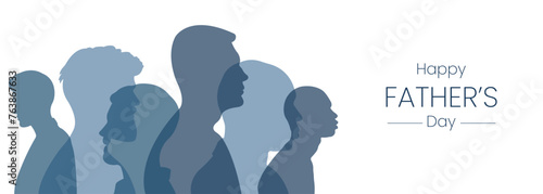 Father's Day card.Vector illustration with silhouettes of men.