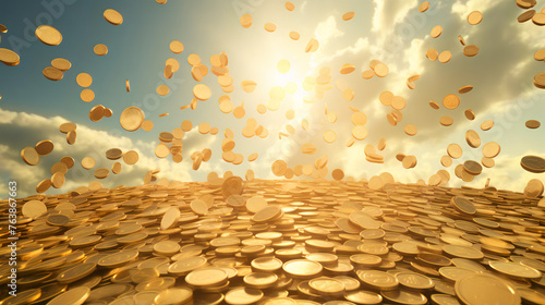 gold coins drop from the sky