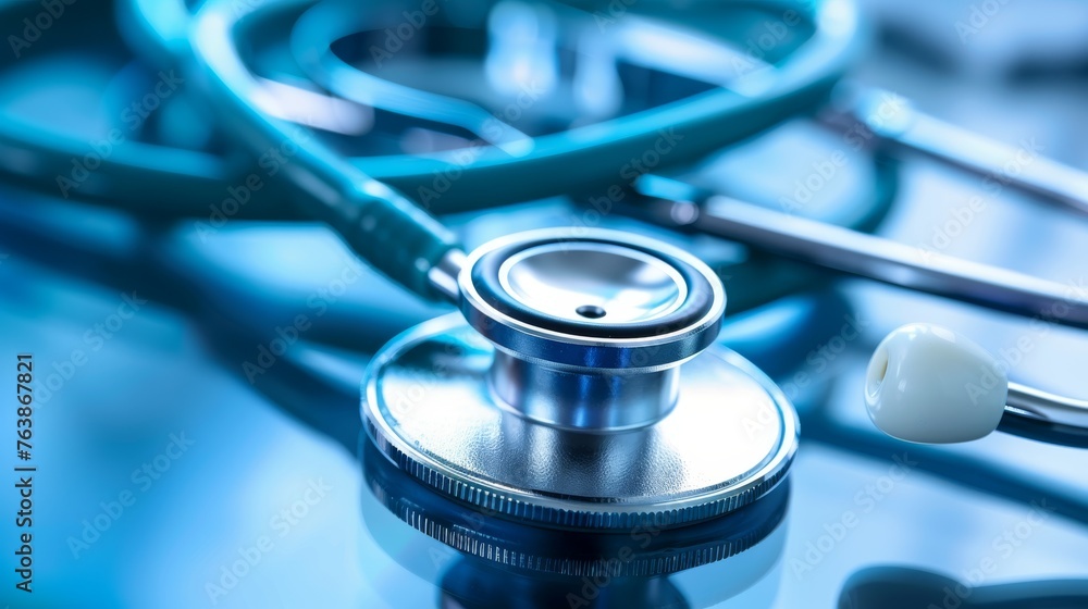 Stethoscope on blue background. Medical concept. Stethoscope on blue background. Medical concept.