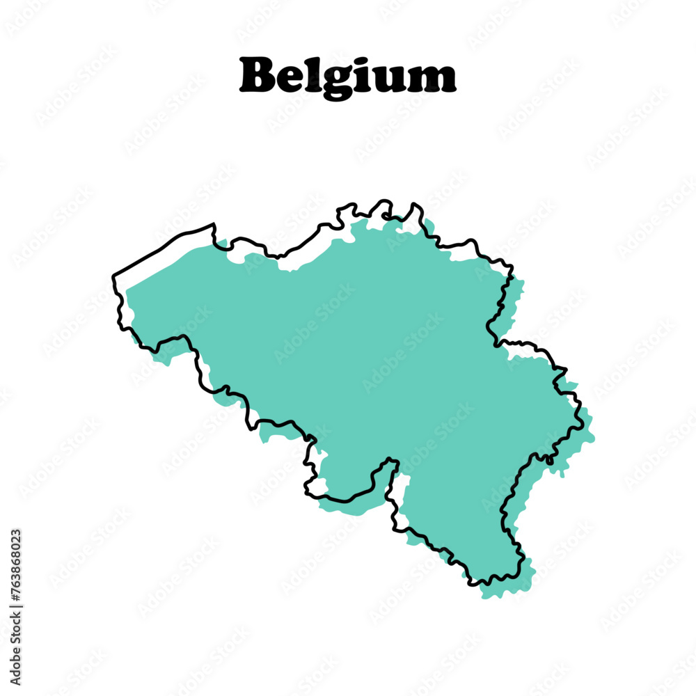 Stylized simple tosca outline map of Belgium