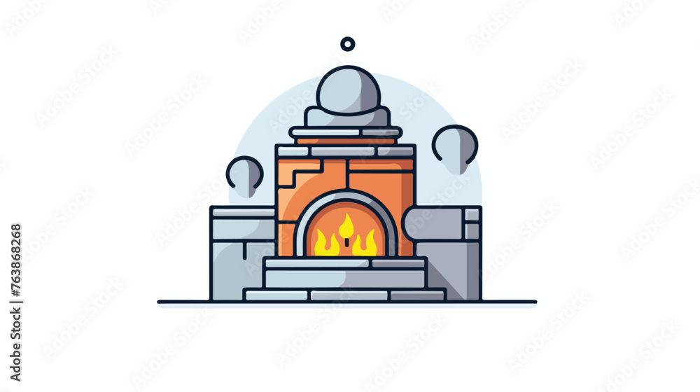 Fireplace pit chimney winter single isolated icon