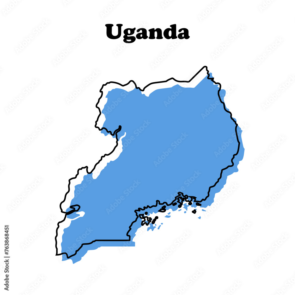 Stylized simple blue outline map of Uganda