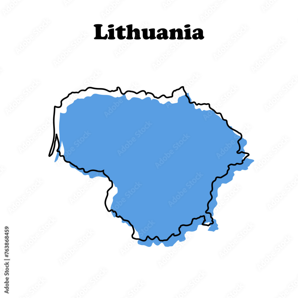 Stylized simple blue outline map of Lithuania