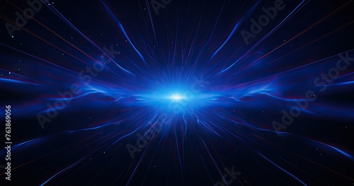 A black hole in space with beautifull rays, light streaks or lines of energy flying from the center to edges